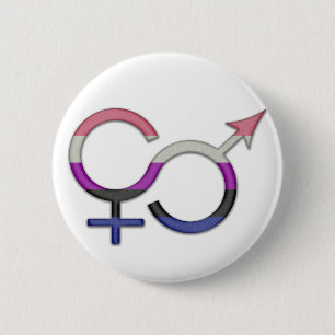 Gender Fluid Symbol in Pride Flag Colors 6 Cm Round Badge