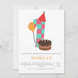 Gender Neutral 1st Birthday Party Invitation