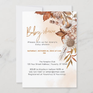 Gender Neutral A Little Pumpkin Fall Baby Shower Invitation