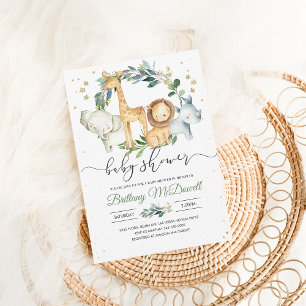 Gender Neutral A Wild one Safari Baby Shower Invitation