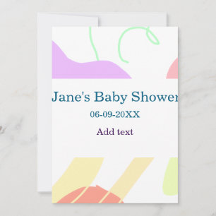 Gender neutral abstract shapes baby shower name invitation