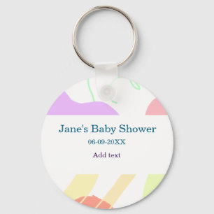 Gender neutral abstract shapes baby shower name key ring