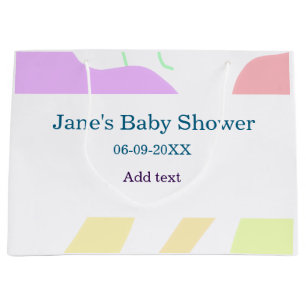 Gender neutral abstract shapes baby shower name large gift bag