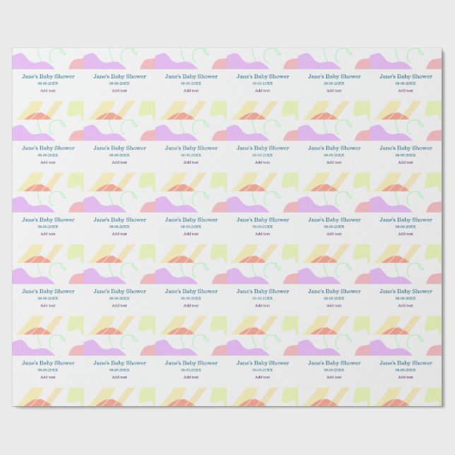 Gender neutral abstract shapes baby shower name wrapping paper (Flat)