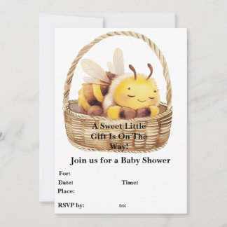 Gender Neutral Baby Bee Invitation