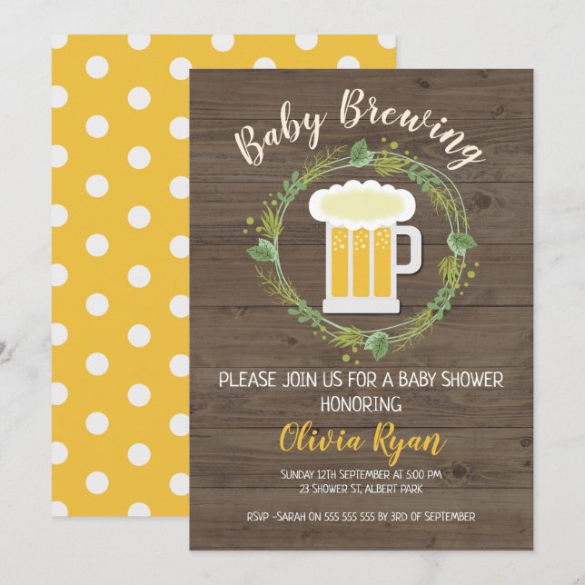Gender Neutral Baby Brewing Baby Shower Invitation (Front/Back)