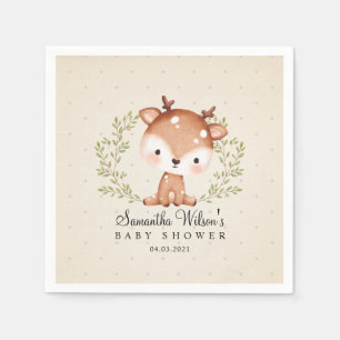 Gender Neutral Baby Fawn Little Deer Baby Shower Napkin