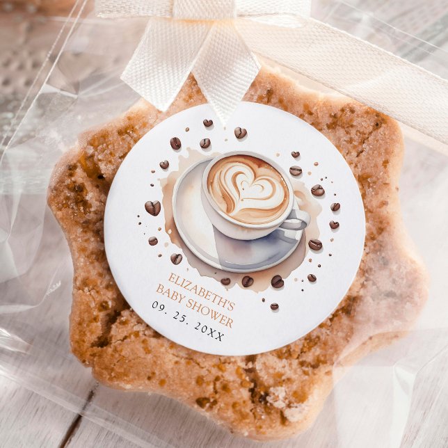 Gender Neutral Baby is Brewing Coffee Baby Shower  Classic Round Sticker (Creator Uploaded)