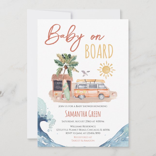 Gender Neutral Baby on Board Baby Shower Invitation (Front)