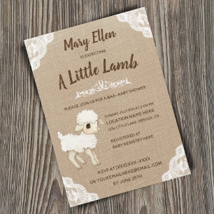 Gender Neutral Baby Sheep Baby Shower Invitation