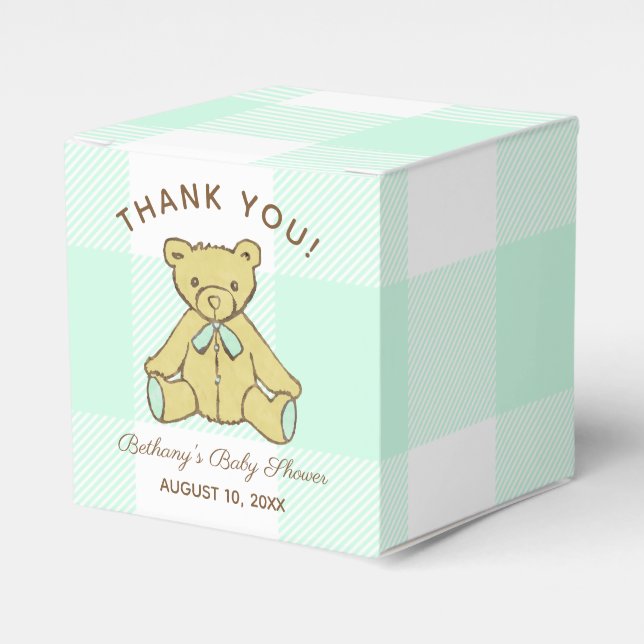 Gender Neutral Baby Shower Bear Thank You Favour Box (Front Side)