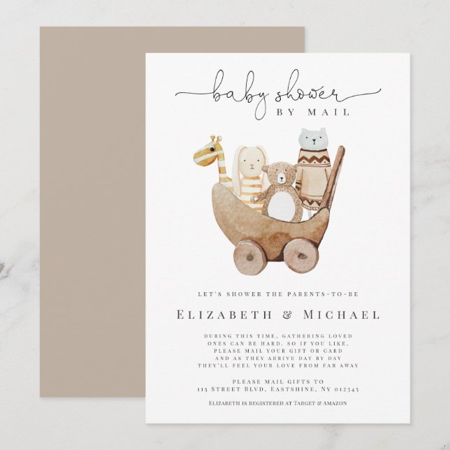 Gender Neutral Baby Shower By Mail Boho Watercolor Invitation (Front/Back)