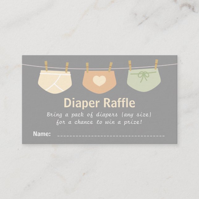 Gender Neutral Baby Shower Diaper Raffle Tickets Enclosure Card (Front)
