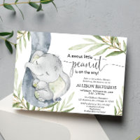 Gender neutral baby shower, elephant greenery gold