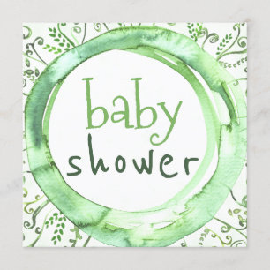 Gender Neutral Baby Shower Greenery Watercolor Invitation