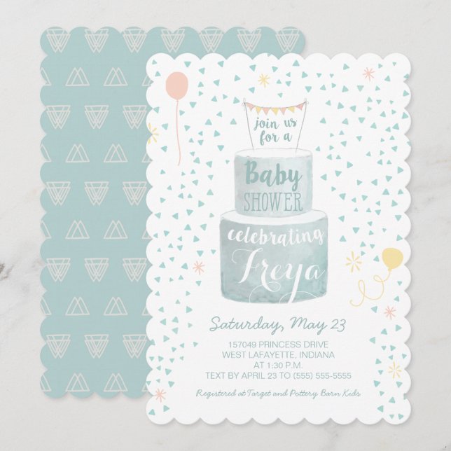 Gender Neutral Baby Shower Invitation - Baby Cakes (Front/Back)