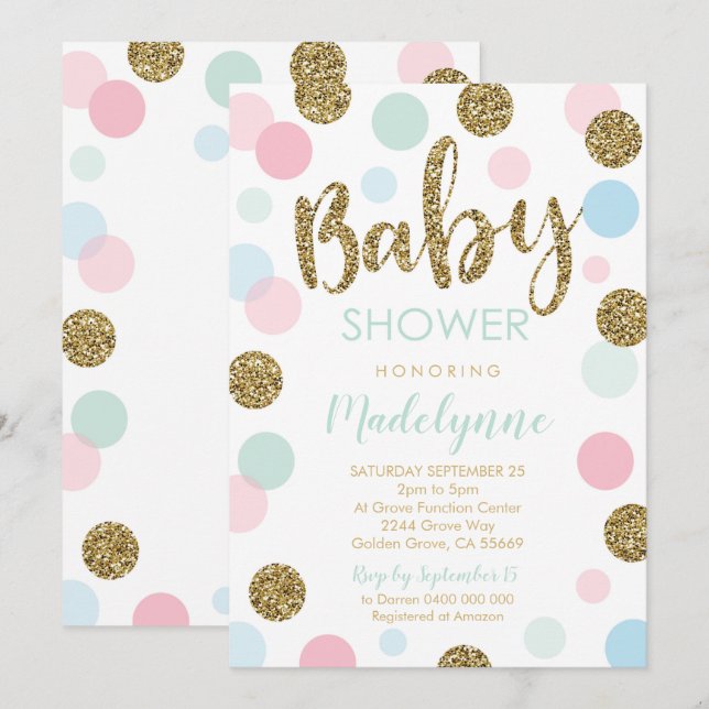 Gender Neutral Baby Shower invitation Confetti (Front/Back)