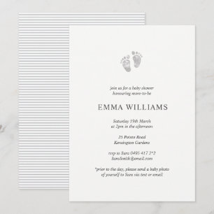 Gender Neutral Baby Shower Invitation Footprint