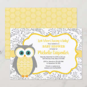 gender neutral baby shower invitation yellow grey
