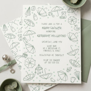 Gender Neutral Baby Shower Invitations Umbrella