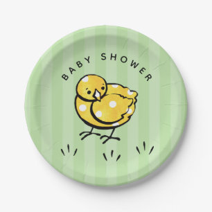 Gender Neutral Baby Shower Little Yellow Chick Paper Plate