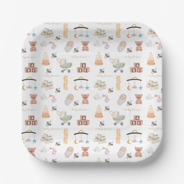 Gender Neutral Baby Shower  Paper Plate (Front)