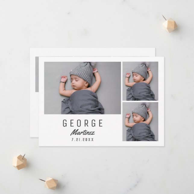 Gender Neutral Baby Shower Thank You Newborn Photo Announcement (Front/Back In Situ)