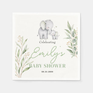Gender Neutral Baby Shower Watercolor Elephant Napkin