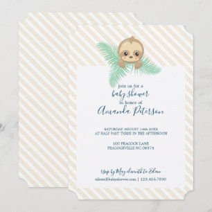 Gender Neutral Baby Sloth Baby Shower Invitation