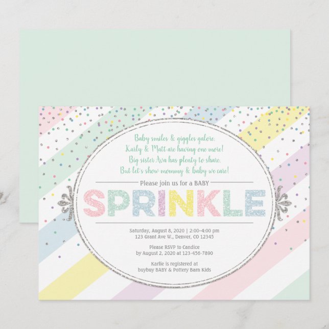 gender neutral baby sprinkle invitation multicolor (Front/Back)