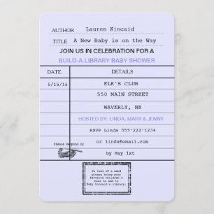 Gender Neutral Baby Vintage Library Card Shower