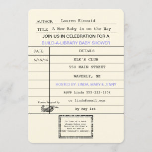 Gender Neutral Baby Vintage Library Card Shower