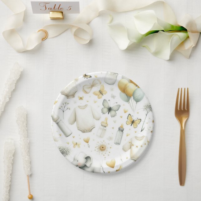 Gender Neutral Baby (yellow) Paper Plate (Wedding)