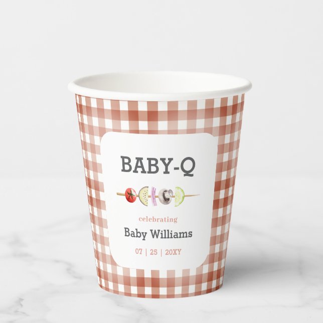 Gender Neutral BabyQ BBQ Baby Shower Paper Cups (Front)