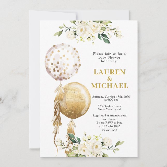 Gender Neutral Balloons Baby Shower Invitation (Front)