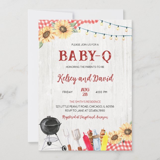 Gender Neutral BBQ Baby Shower Invitation (Front)