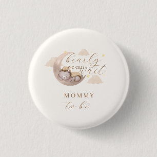 Gender Neutral Bearly Wait Moon Star Mummy To Be 3 Cm Round Badge