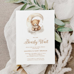 Gender Neutral Bearly Wait Teddy Bear Baby Shower Invitation