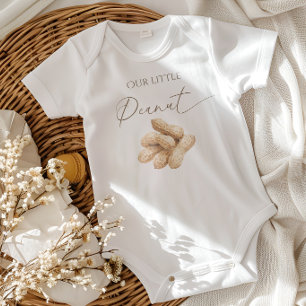 Gender Neutral Beige Gingham Peanut Baby Shower Bodysuit