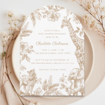 Gender Neutral Beige Toile Safari Baby Shower Arch