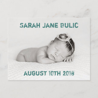 Gender Neutral Birth Announcement Postcard