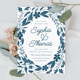 Gender Neutral Blue Couples Engagement party Invitation