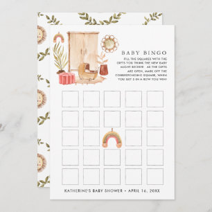 Gender Neutral   Boho Baby Shower Bingo Invitation