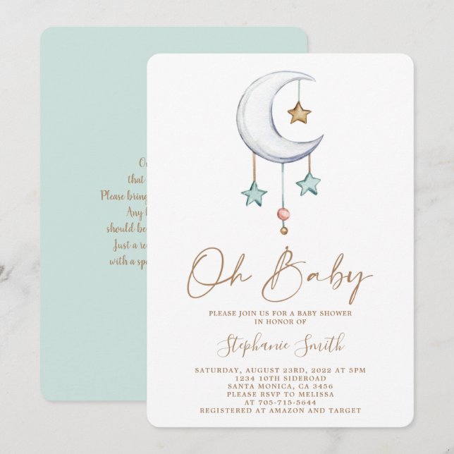 Gender Neutral Boho Baby Shower Invitation (Front/Back)