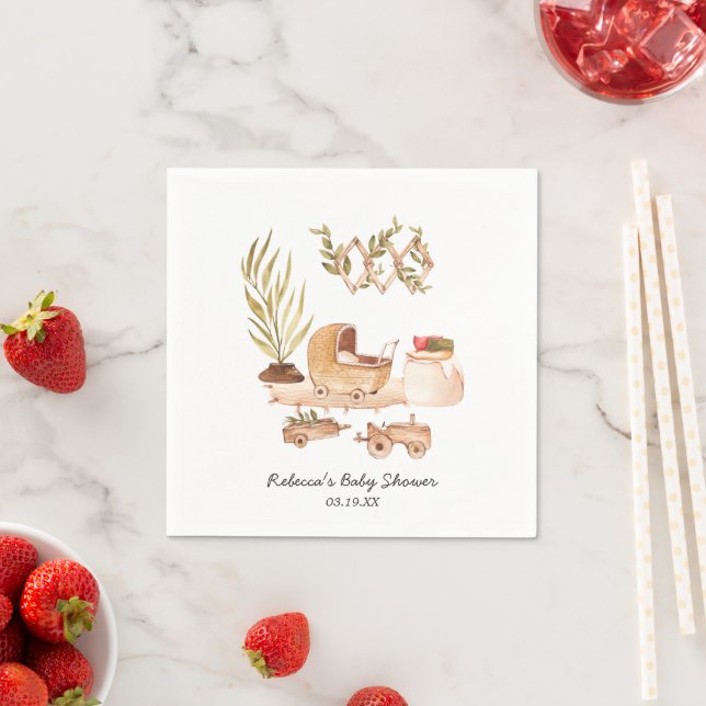 Gender Neutral | Boho Baby Shower Personalised Napkin (Insitu)