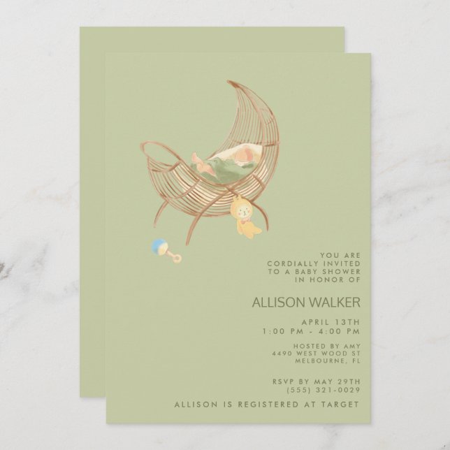 Gender Neutral Boho Baby Sprinkle Shower Invitation (Front/Back)