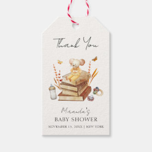 Gender Neutral Boho Book Mouse Baby Shower  Gift Tags