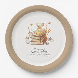 Gender Neutral Boho Book Mouse Baby Shower  Paper Plate