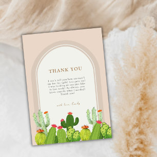 Gender Neutral Boho Cactus Arch Baby Shower  Thank You Card