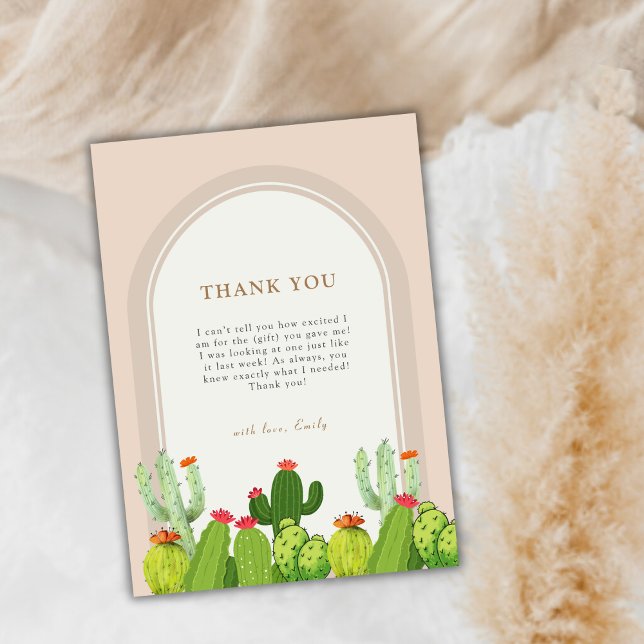 Gender Neutral Boho Cactus Arch Baby Shower  Thank You Card (Gender Neutral Boho Cactus Arch Baby Shower Thank You Card)